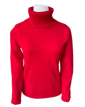 Ladies Cashmere Sweater: Turtleneck Red