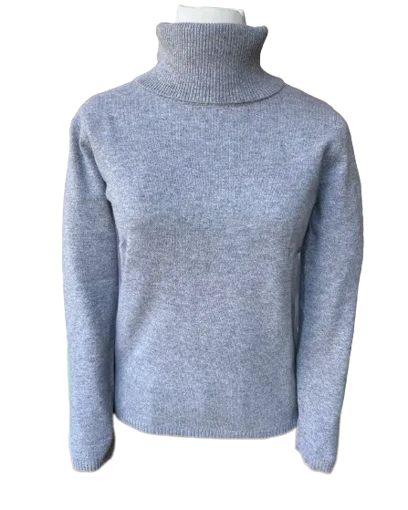 Ladies Cashmere Sweater: Turtleneck Silver