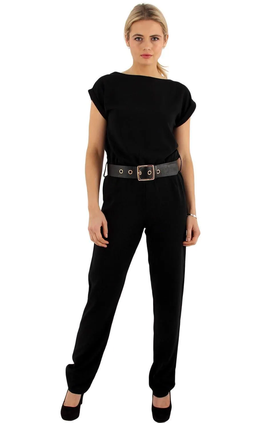 Ladies Polyester Short Sleeve  Jumpsuit - S