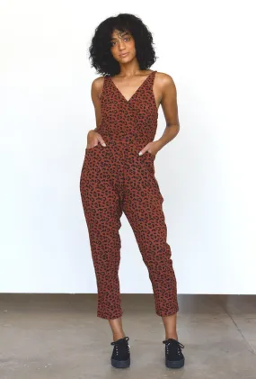 Leopard Strappy Jumpsuit in Sienna   Black