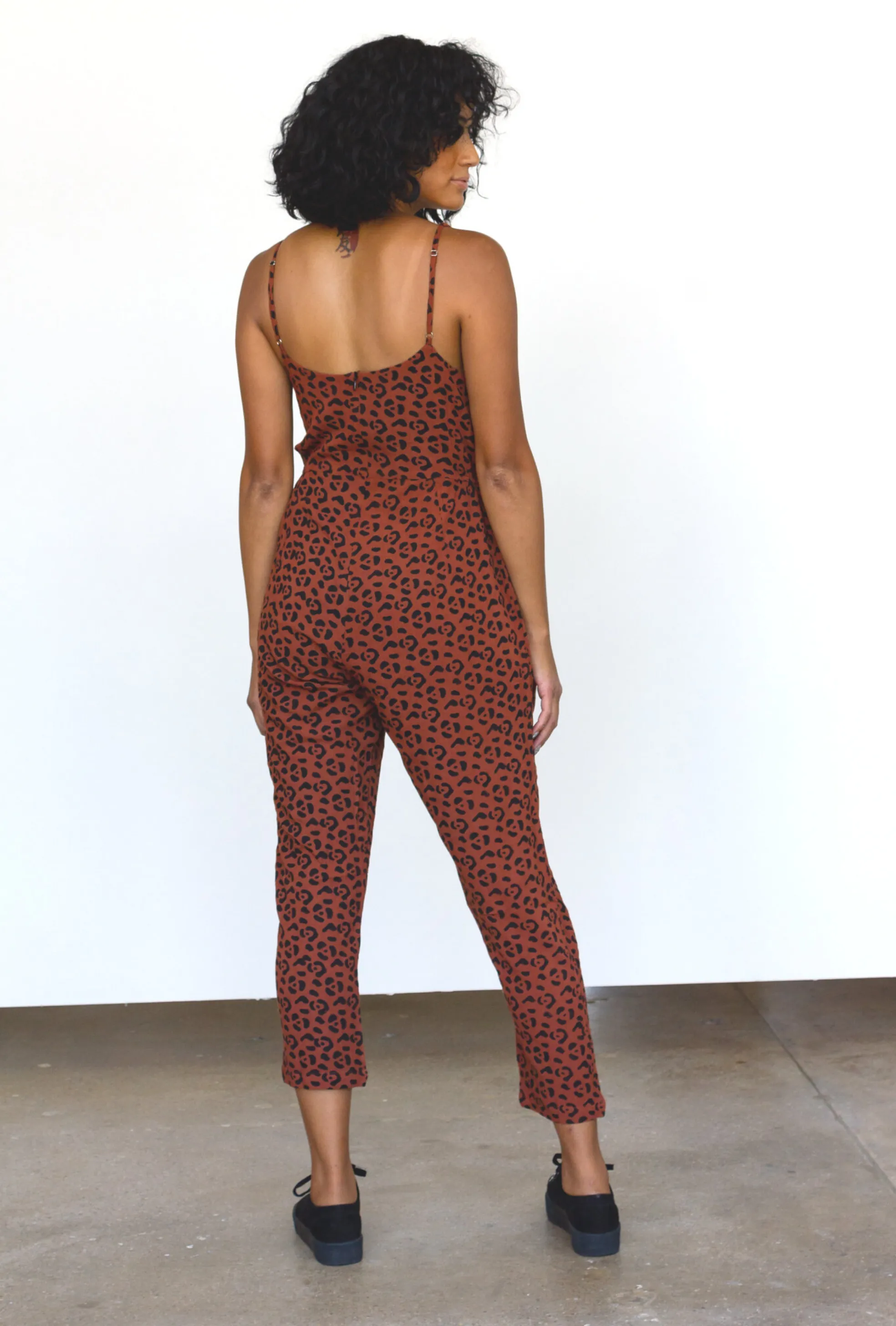 Leopard Strappy Jumpsuit in Sienna   Black