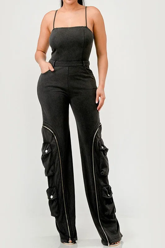 Make the Move- Black Denim Trouser Jumpsuit