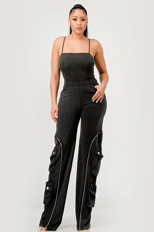 Make the Move- Black Denim Trouser Jumpsuit