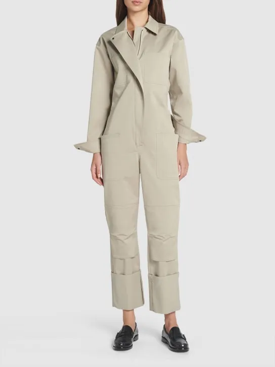 Max Mara   Cotton gabardine jumpsuit w/shirt collar 