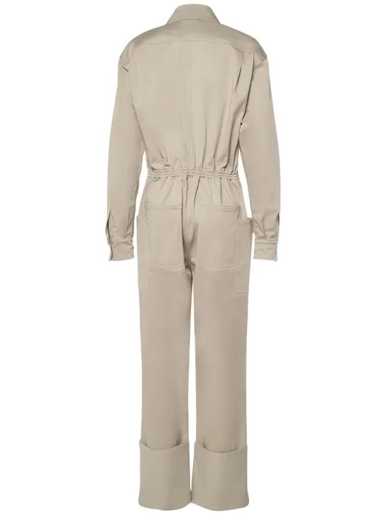 Max Mara   Cotton gabardine jumpsuit w/shirt collar 