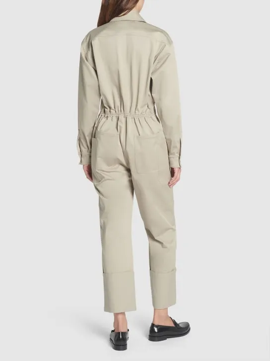 Max Mara   Cotton gabardine jumpsuit w/shirt collar 