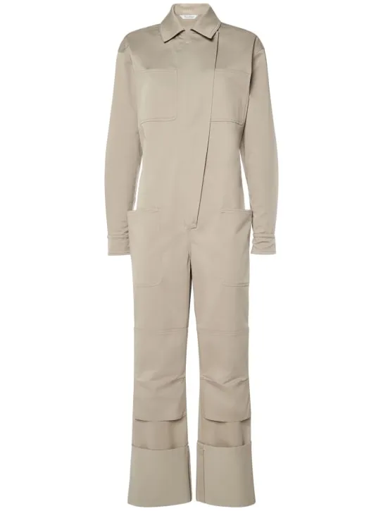 Max Mara   Cotton gabardine jumpsuit w/shirt collar 