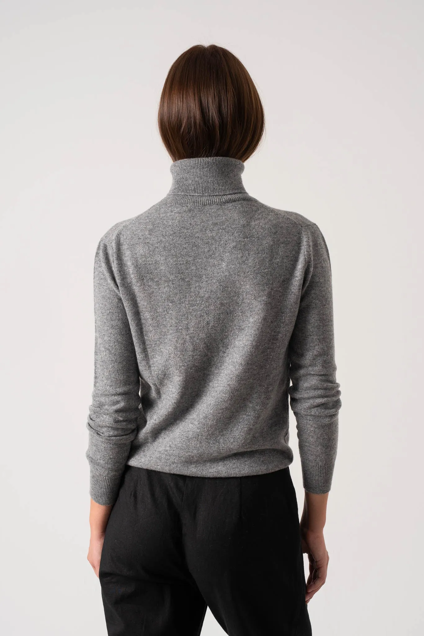 Ombra 100% Cashmere Turtleneck Sweater Mélange Grey