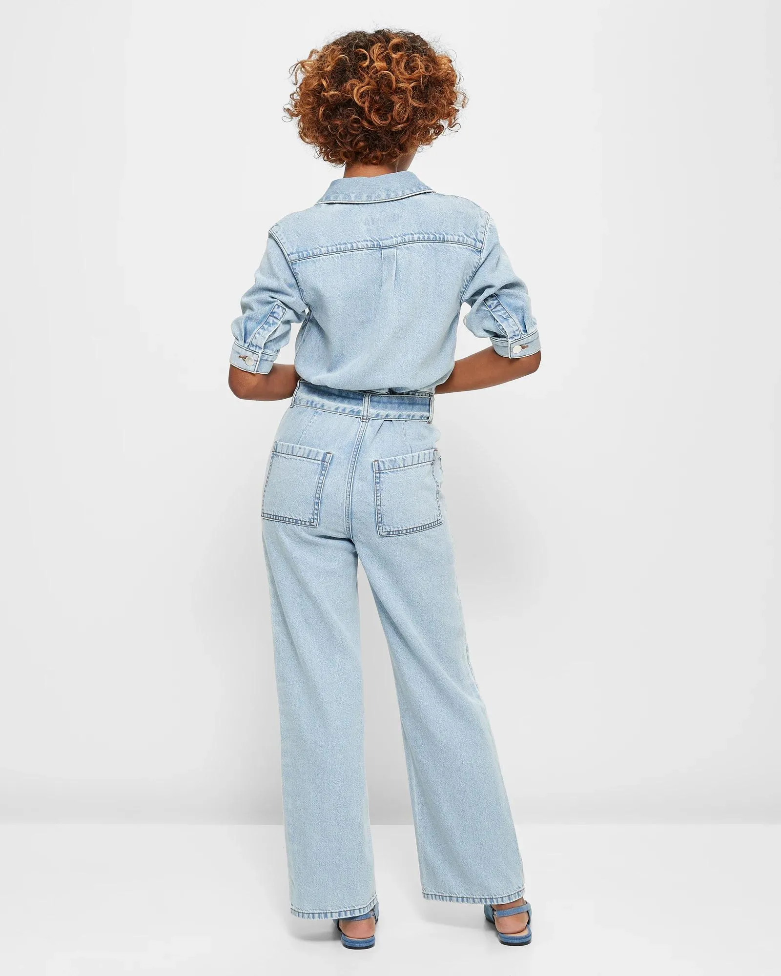 popular  Petites Puff Sleeve Denim Jumpsuit - Dannii Minogue