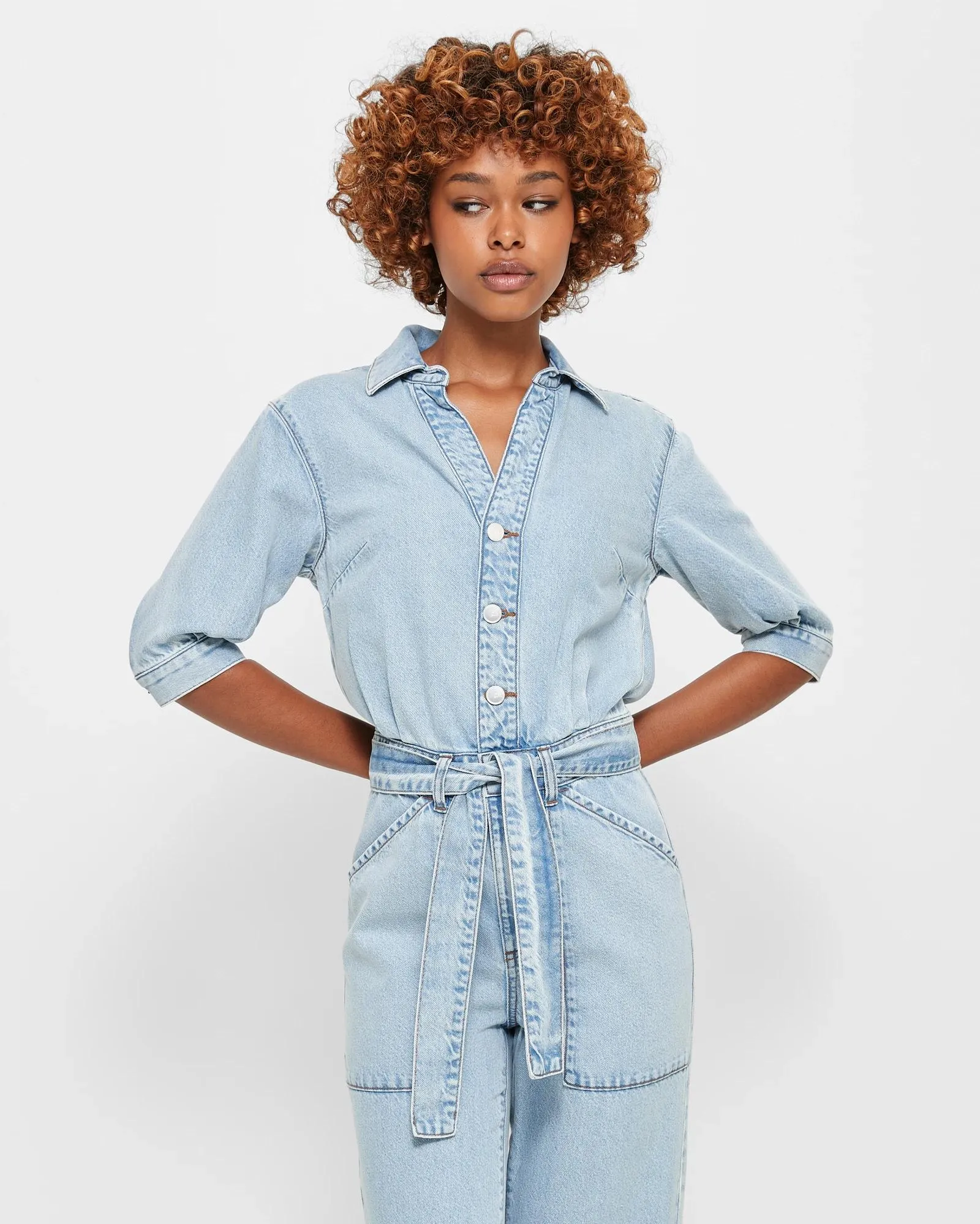 popular  Petites Puff Sleeve Denim Jumpsuit - Dannii Minogue