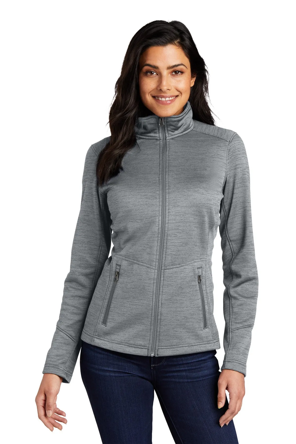 Port Authority Ladies Digi Stripe Fleece Customized Jackets, Grey