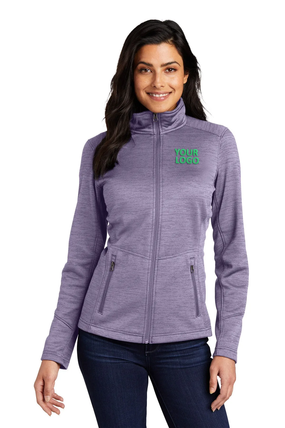 Port Authority Ladies Digi Stripe Fleece Customized Jackets, Purple