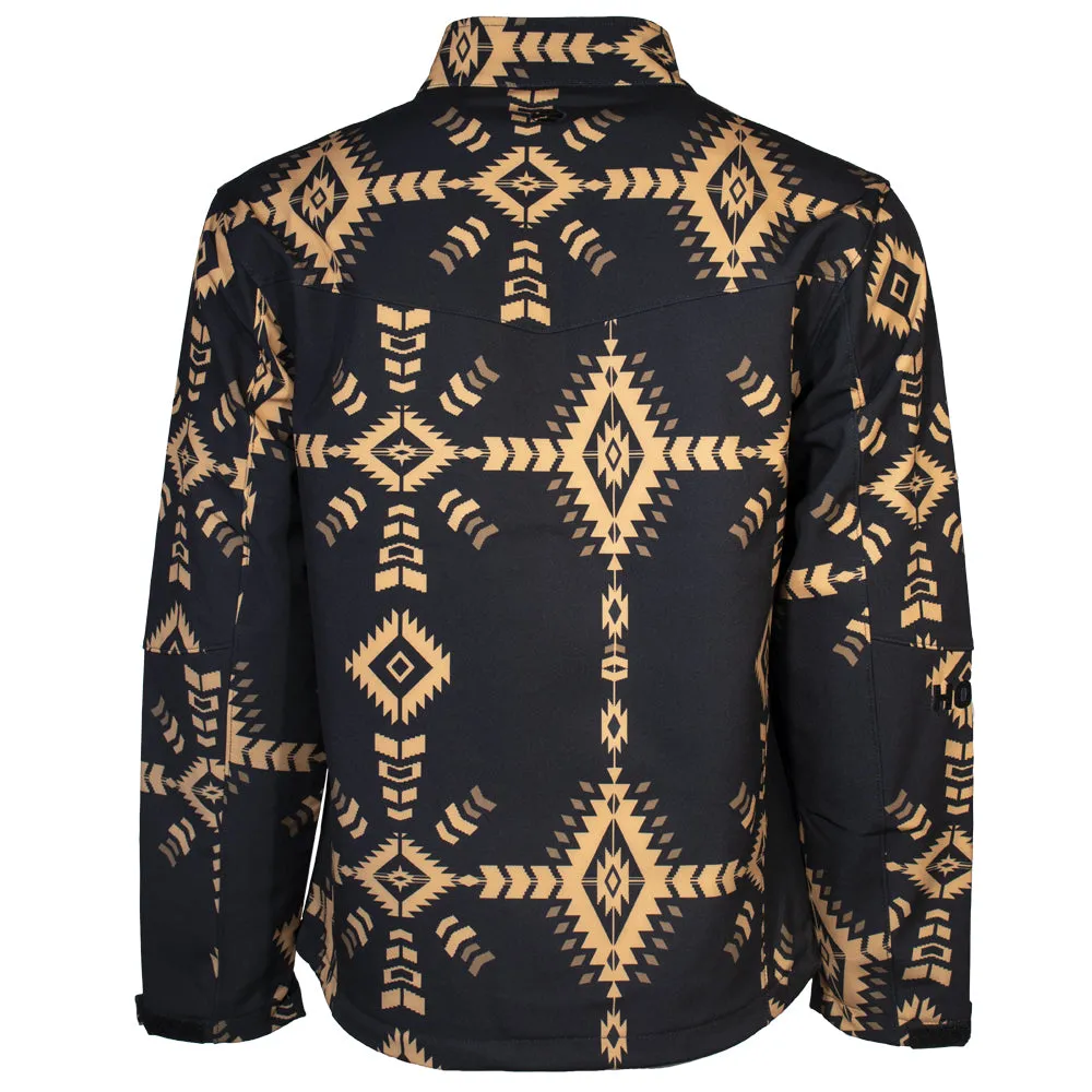 "Hooey Softshell Jacket" Black/Tan w/Aztec Pattern