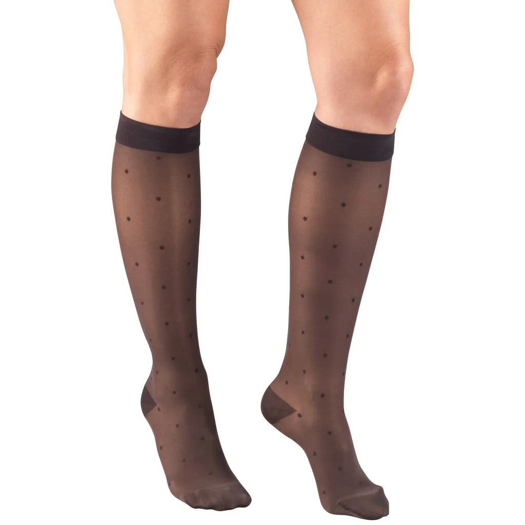 ReliefWear Women's LITES Dot Pattern Sheer Knee Highs New - 15-20 mmHg