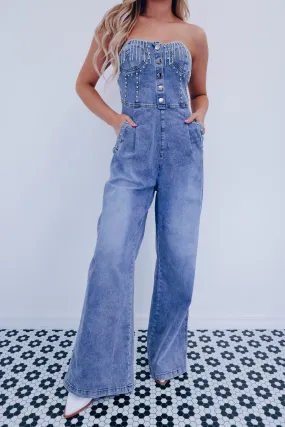 Ryder Rhinestone Denim Jumpsuit