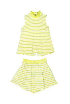 SAMPLE - Buru x Kelly Golightly Mod Top & Short Set - Citron Stripe