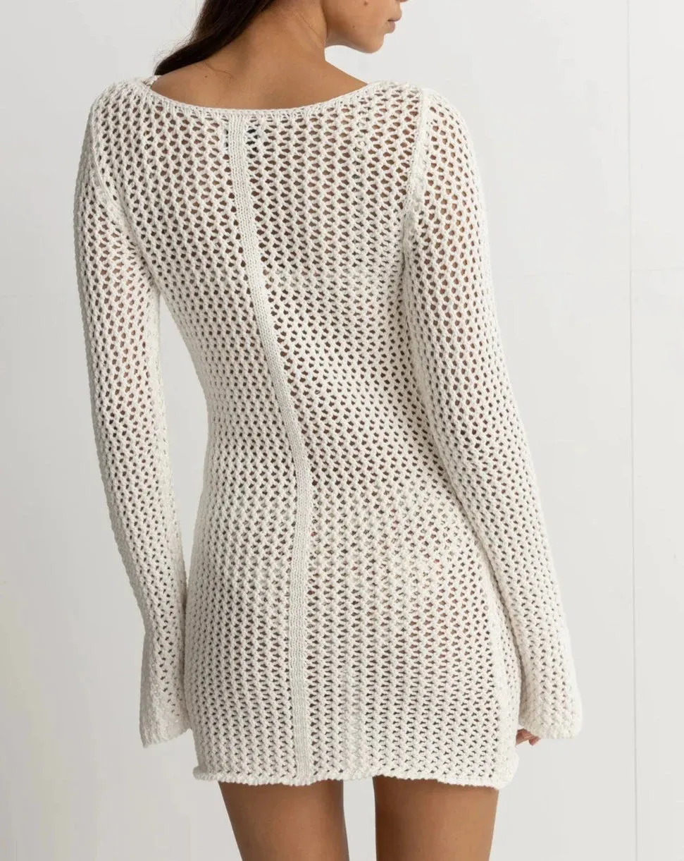 Seashell Crochet Dress in Cream