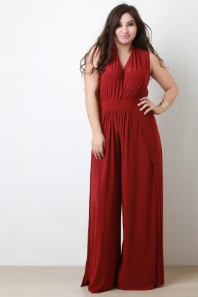 Side Slit Wide Leg Jumpsuit