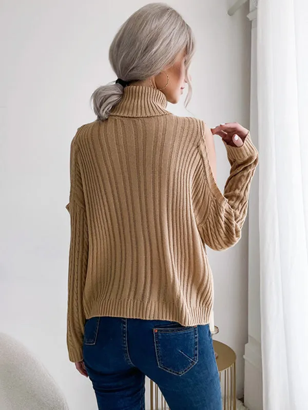 TEEK - Twist Turtleneck Khaki Long-Sleeved Sweater