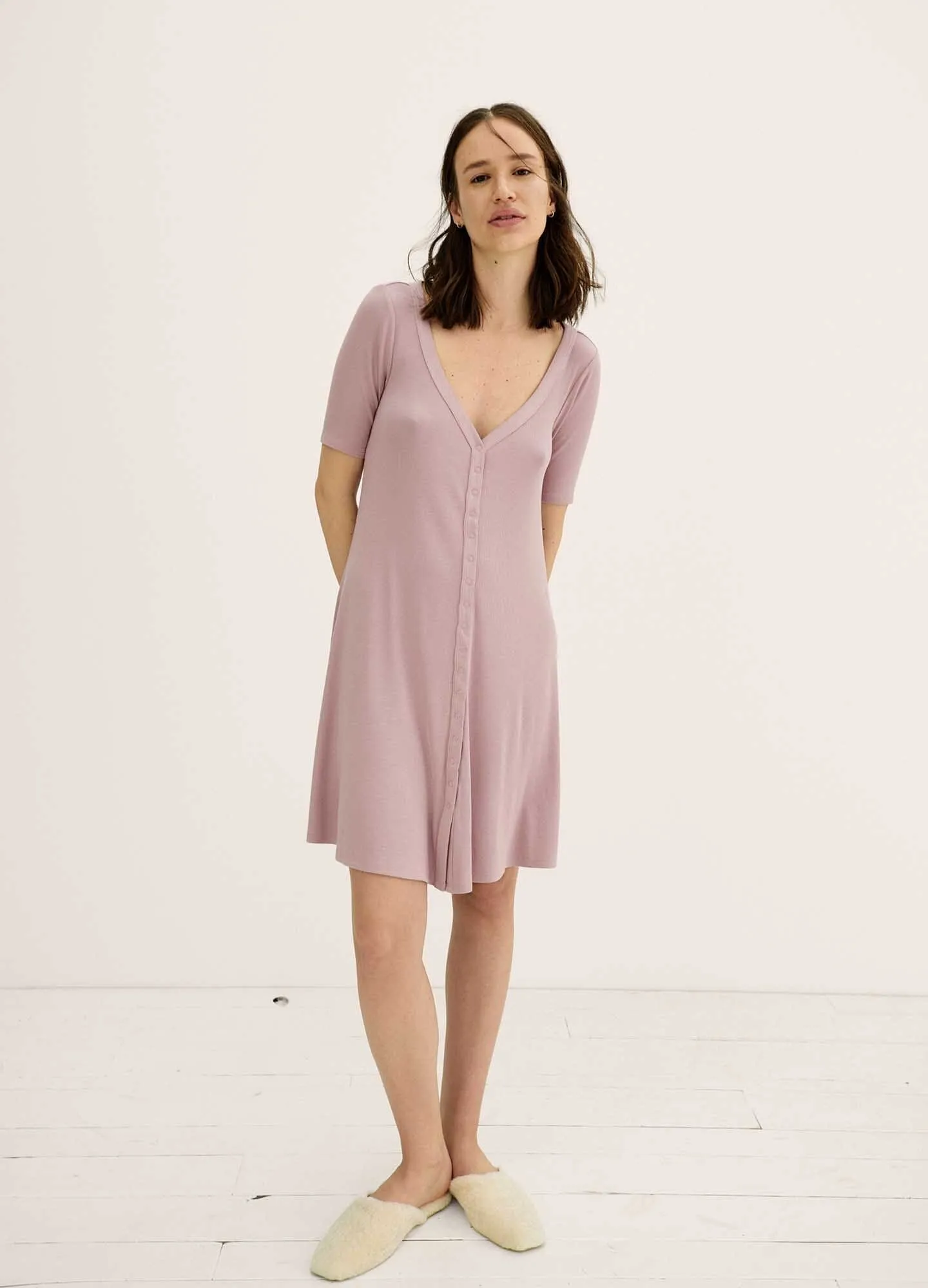 The Softest Rib Nursing Mini Dress