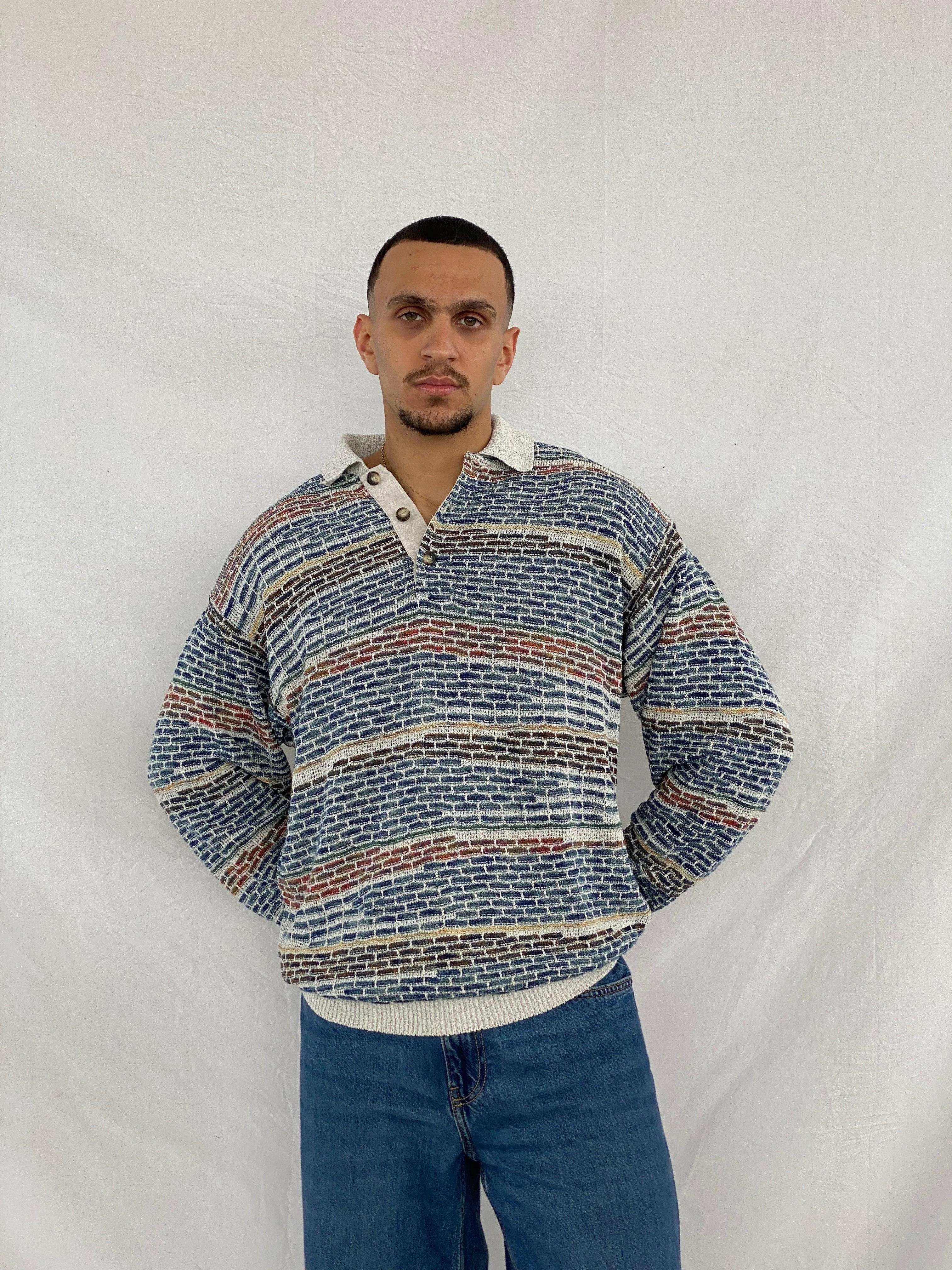 Vintage 80s Patterned Unisex Sweater By Saffo