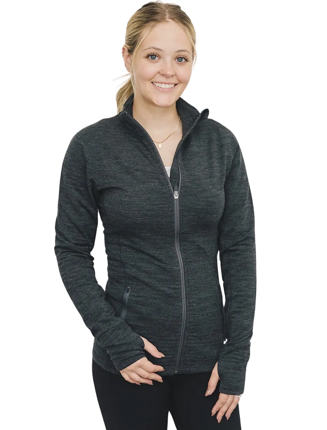 Women's Merino Natural Fleece Full-Zip Jacket, Charcoal Gray