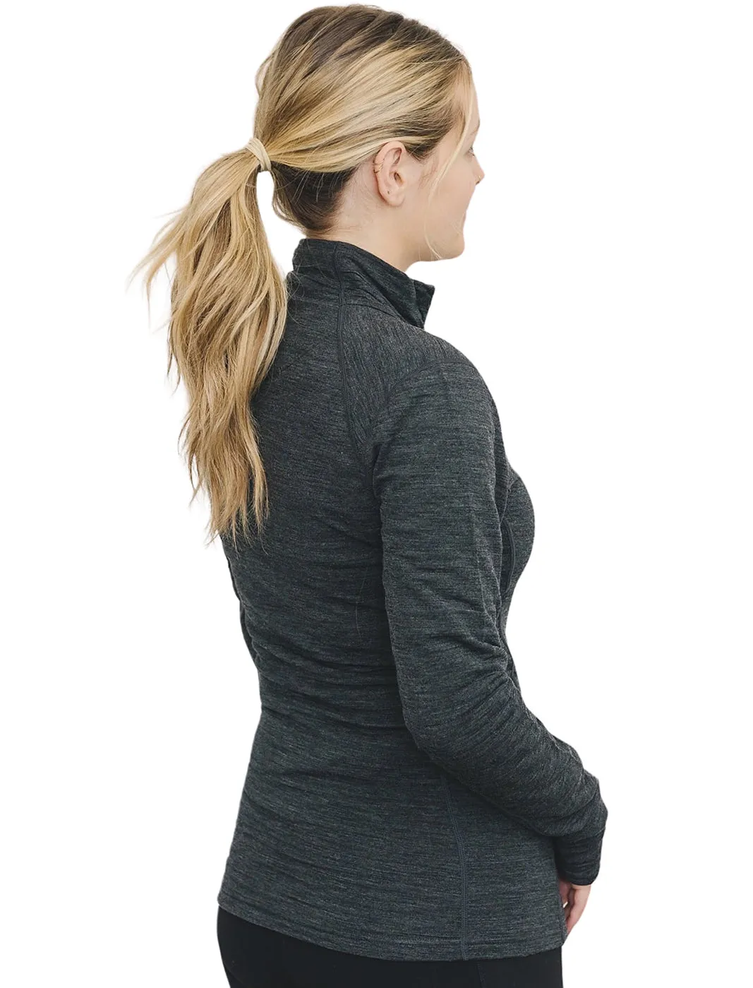 Women's Merino Natural Fleece Full-Zip Jacket, Charcoal Gray